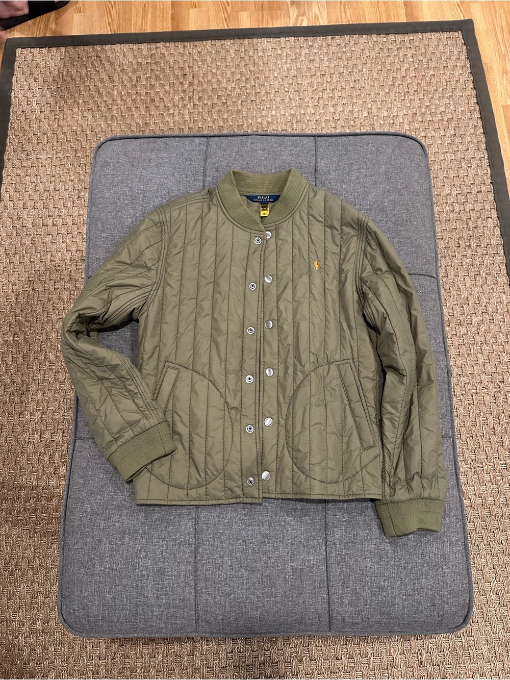 Polo by Ralph Lauren Olive Green Quilted Jacket with Orange Pony